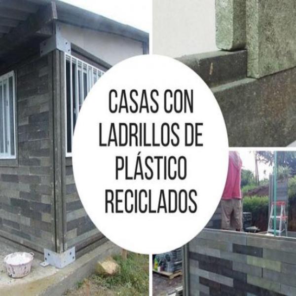 Construcción de viviendas con ladrillos reciclados de plástico.